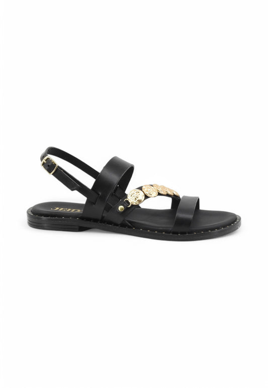 JEIDA Sandali Donna Nero Oro Borchie J302 NO-PE25