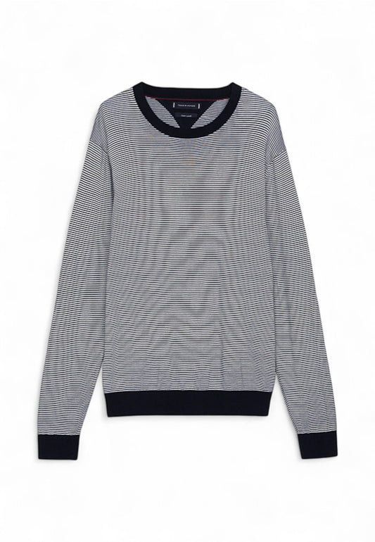 TOMMY HILFIGER Maglione Uomo Blu Bianco MW0MW335240A4-PE25