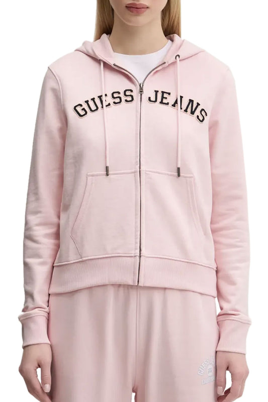 GUESS Felpa Zip Donna Cappuccio Rosa W5RQ20K68I4