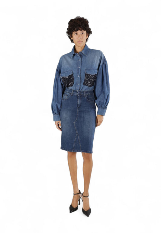 CAFENOIR Gonna Jeans Donna Blu C7JJ0169-PE25-B008