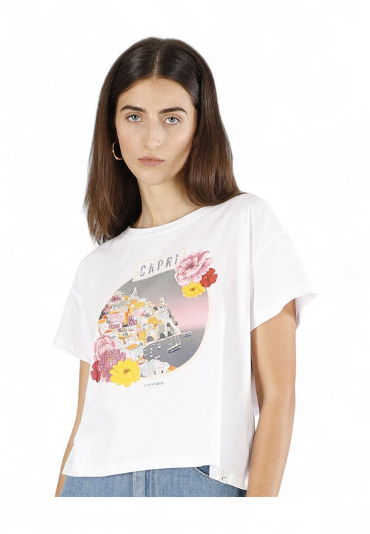 CAFENOIR T-Shirt Donna Bianco Stampa C7JT0222-PE25-W001