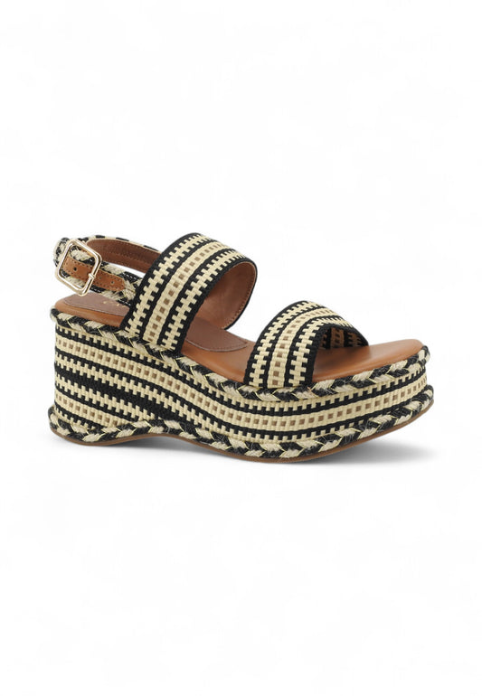 CAFENOIR Sandali Zeppa Donna Beige Nero C1HF9005-PE25-N073