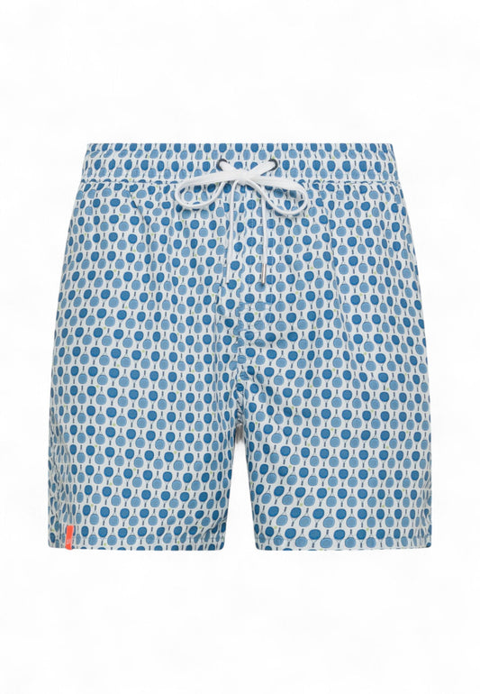 SUN68 Costume Uomo Bianco Blu Fantasia H35111-PE25-0113