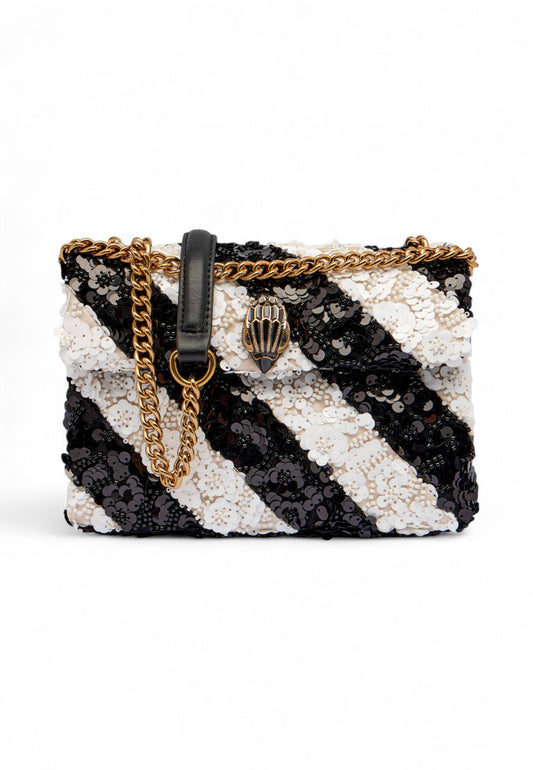 KURT GEIGER Borsa Tracolla Donna Nero Bianco Paillettes 4700101779-AI26