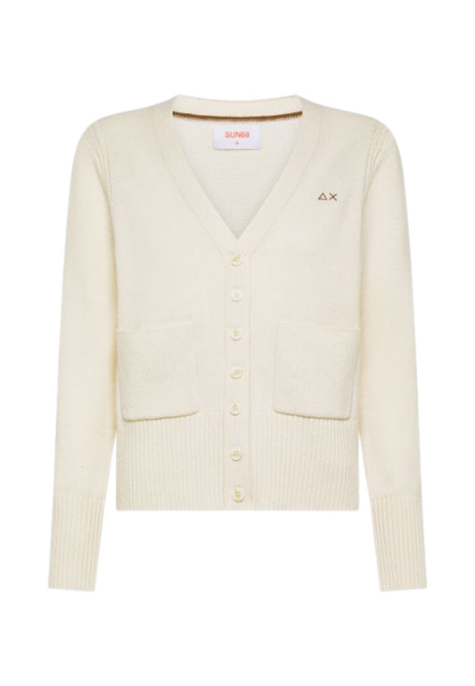 SUN68 Maglione Cardigan Donna Bianco K45211-AI26-31