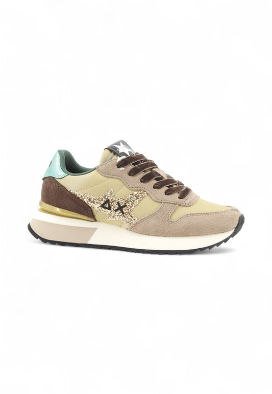 SUN68 Sneakers Donna Beige Verde Glitter Z45217-AI26-77