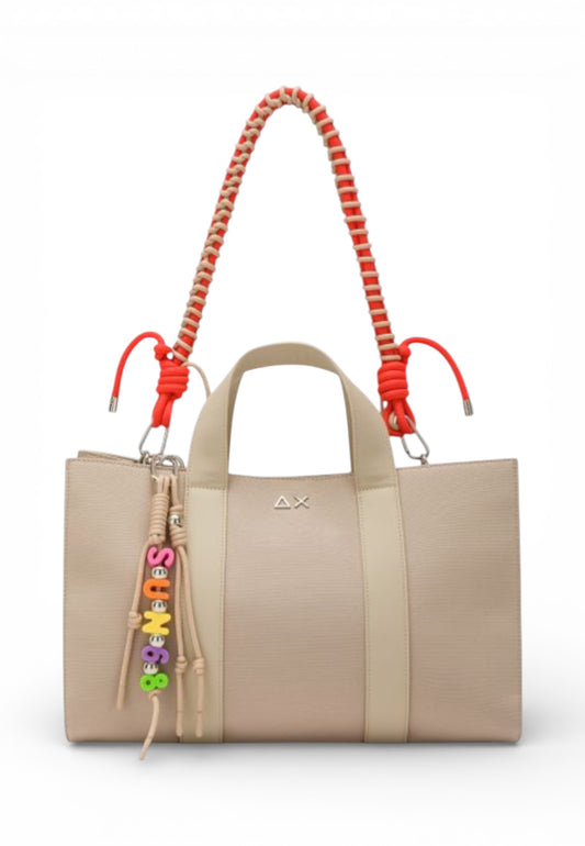 SUN68 Borsa Shopper Donna Beige Rosso Y36202-PE26-18