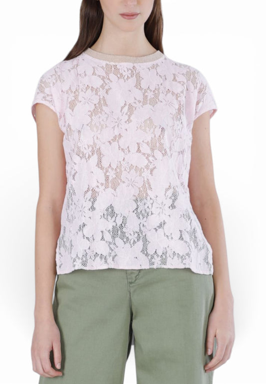 CAFE NOIR T-Shirt Pizzo Donna Rosa C7JT0260-PE26-R002