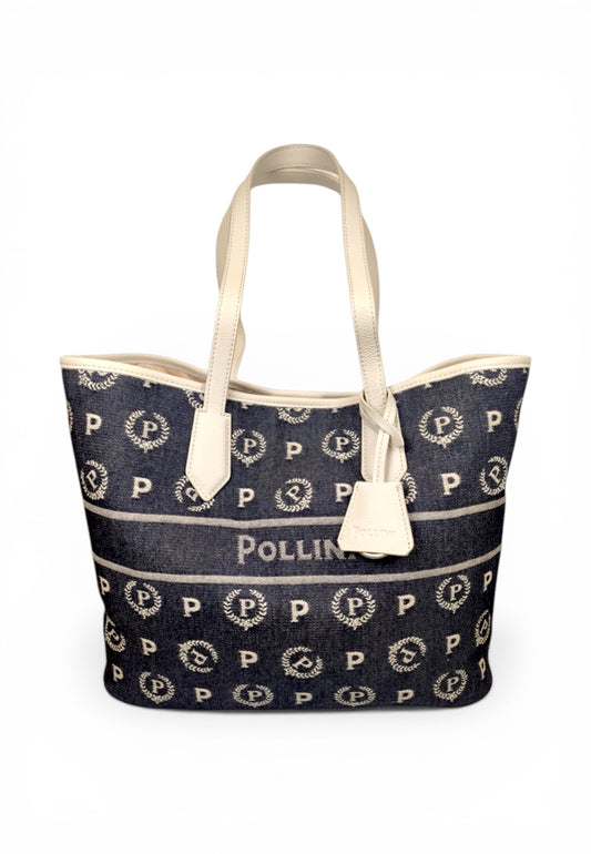POLLINI Borsa Shopper Donna Blu Denim Bianco TE8427PP06Q6G75A-PE26