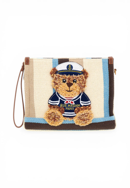 RUE MADAME Borsa Pochette Donna Bianco Marrone Azzurro 1544-PE26-MULTIBROWN