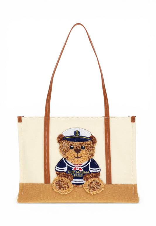 RUE MADAME Borsa Shopper Donna Bianco Marrone 1542-PE26-BICOLOR COOKIE