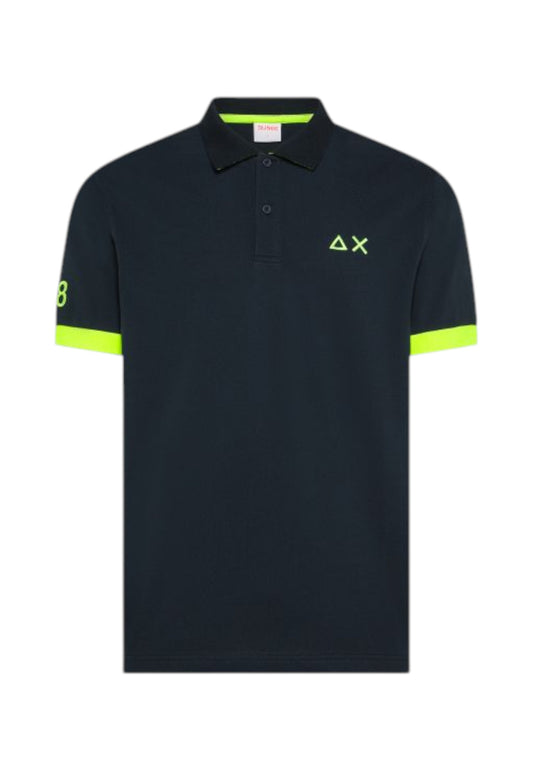 SUN68 T-Shirt Polo Uomo Blu Giallo A36121-PE26-07