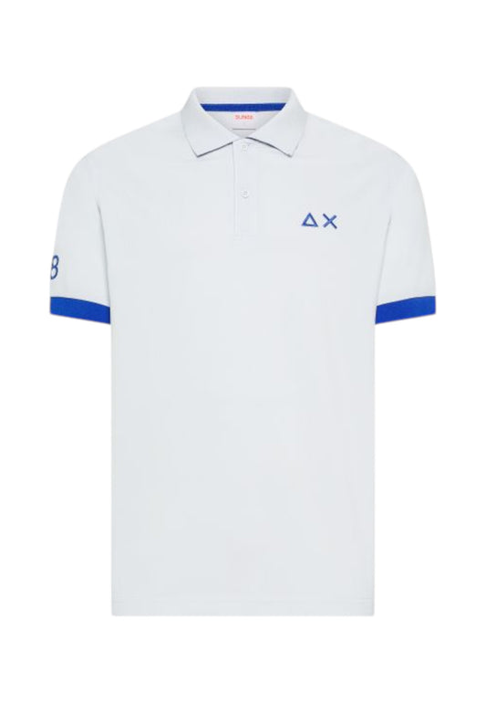 SUN68 T-Shirt Polo Uomo Bianco Blu A36121-PE26-01