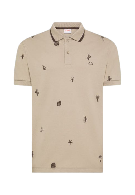 SUN68 T-Shirt Polo Uomo Beige Marrone A36126-PE26-98