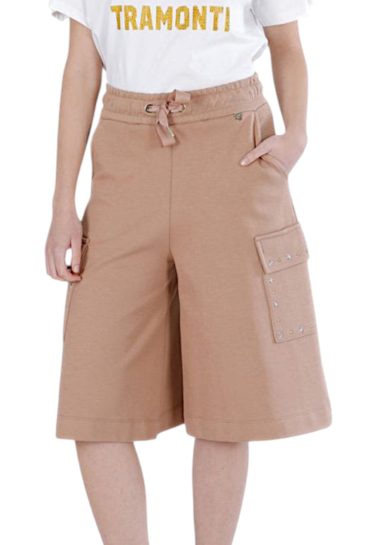 CAFE NOIR Bermuda Tuta Donna Marrone Borchie C7JF0129-PE26-M064