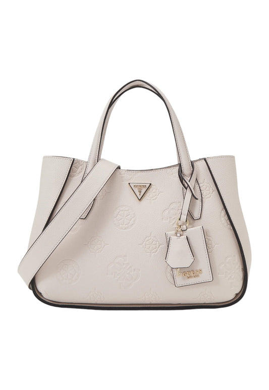 GUESS Keandra Borsa Girlfriend Satchel Donna Stone Logo Beige PL932306