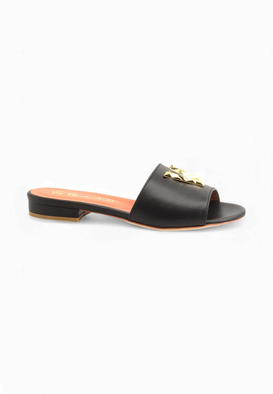 VIA ROMA 15 Ciabatte Donna Nero Oro 4153NO-PE25