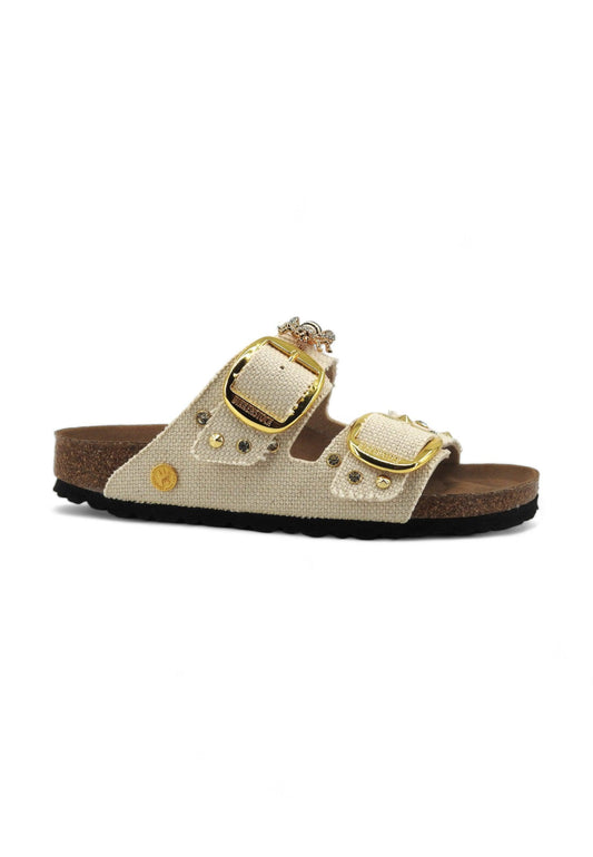 CUSTOM / BIRKENSTOCK Ciabatta Fibbie Vegan Borchie Ape Eggshell - Sandrini Calzature e Abbigliamento