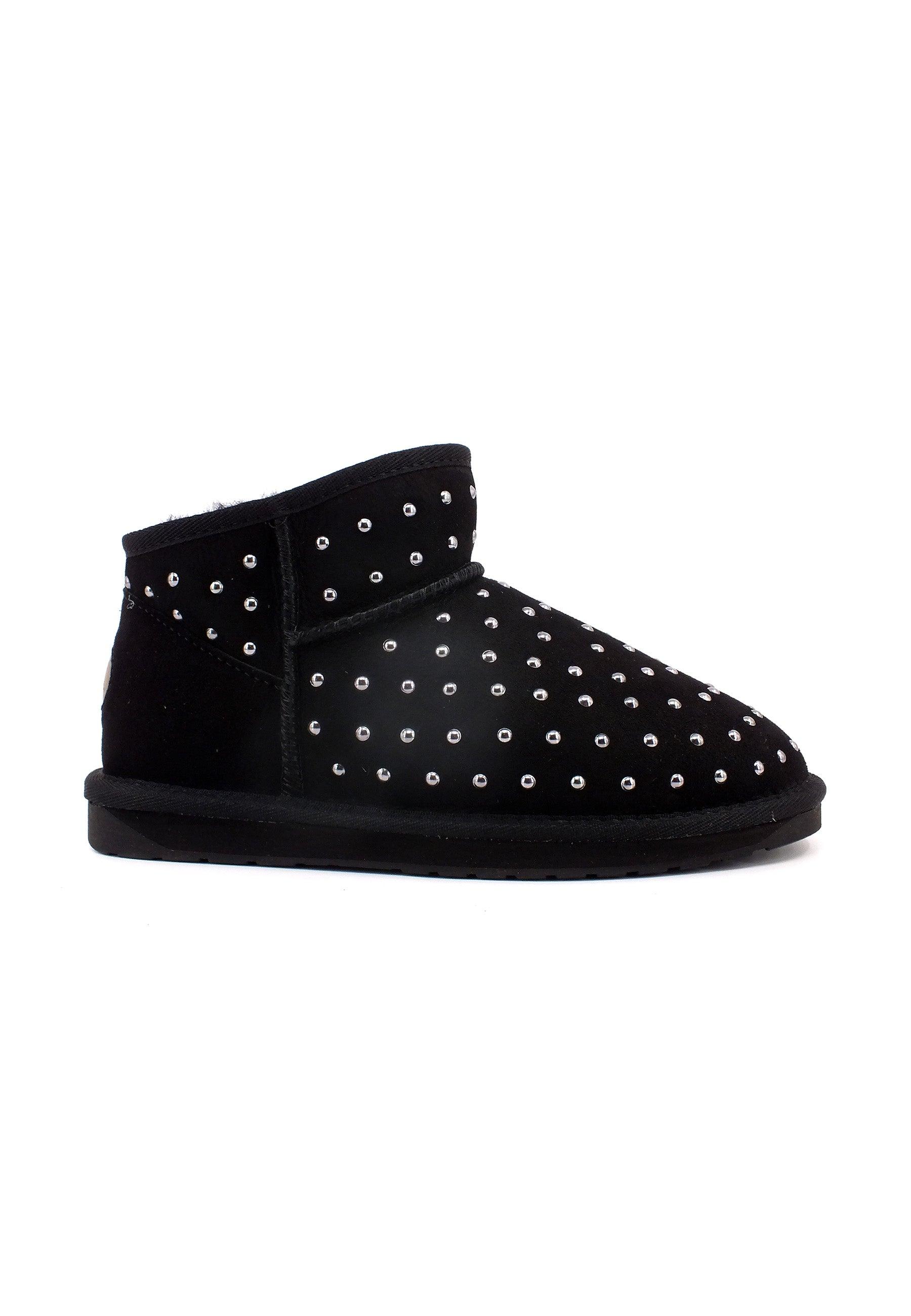 EMU Yulpi Stivaletto Pelo Borchie Donna Black W12923 - Sandrini Calzature e Abbigliamento