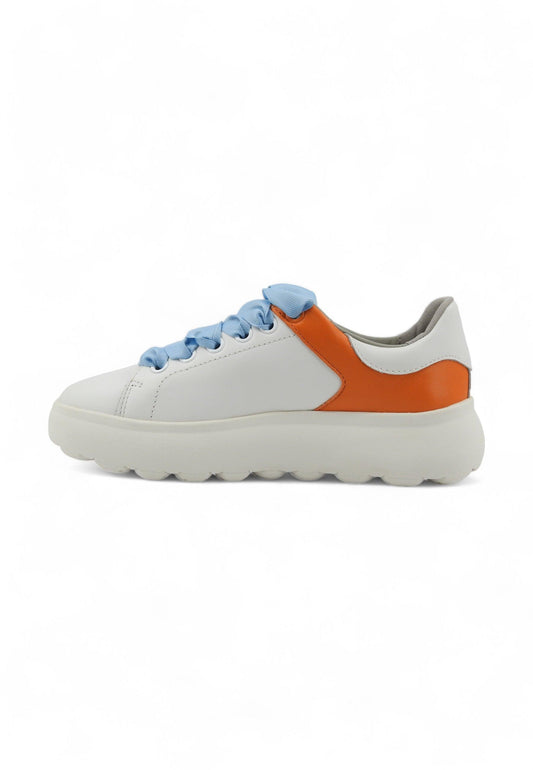 GEOX Spherica Sneaker Donna White Orange D45TCE085TUC0422 - Sandrini Calzature e Abbigliamento