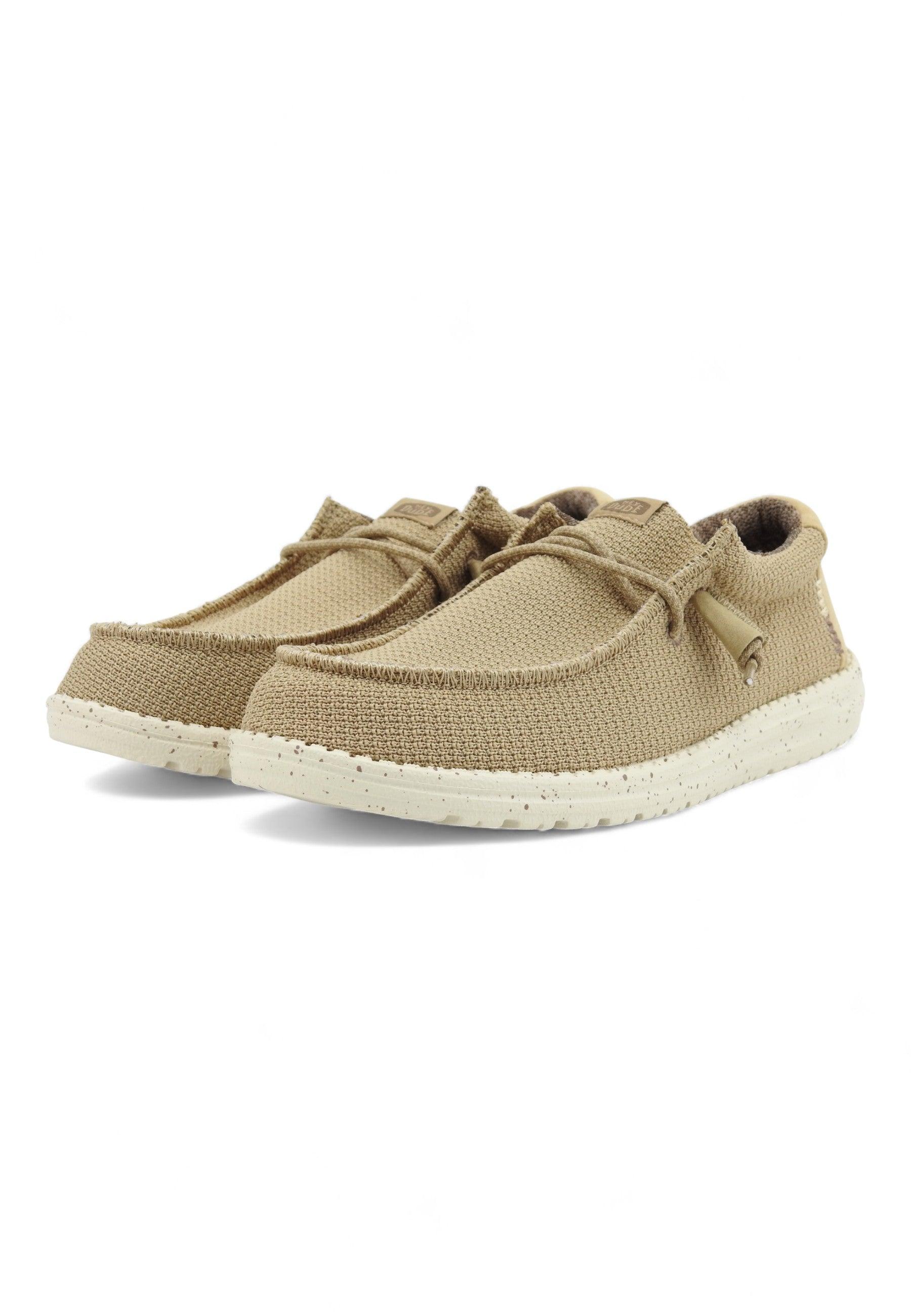 HEY DUDE Wally Sport Mesh Sneaker Vela Uomo Tan White 40403-25W - Sandrini Calzature e Abbigliamento