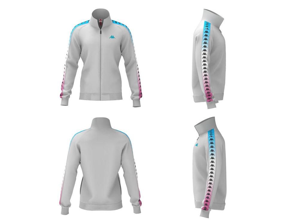 KAPPA 222 Banda Anniston Degrade Felpa Zip White Turquiose Fuxia 32157WWALE - Sandrini Calzature e Abbigliamento