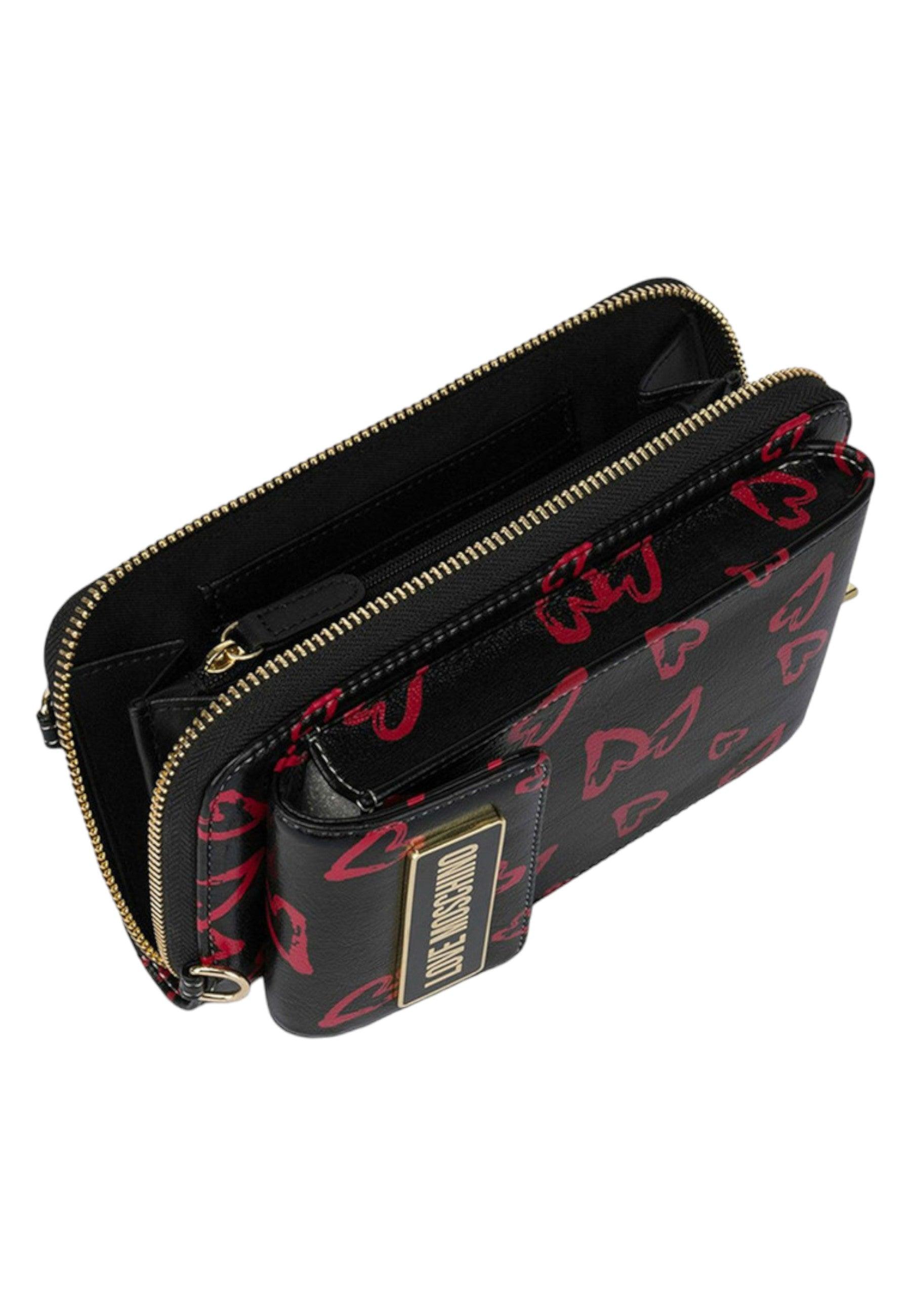 LOVE MOSCHINO Portafoglio Tracolla Donna Nero Rosso JC5701PP0IKM100A - Sandrini Calzature e Abbigliamento