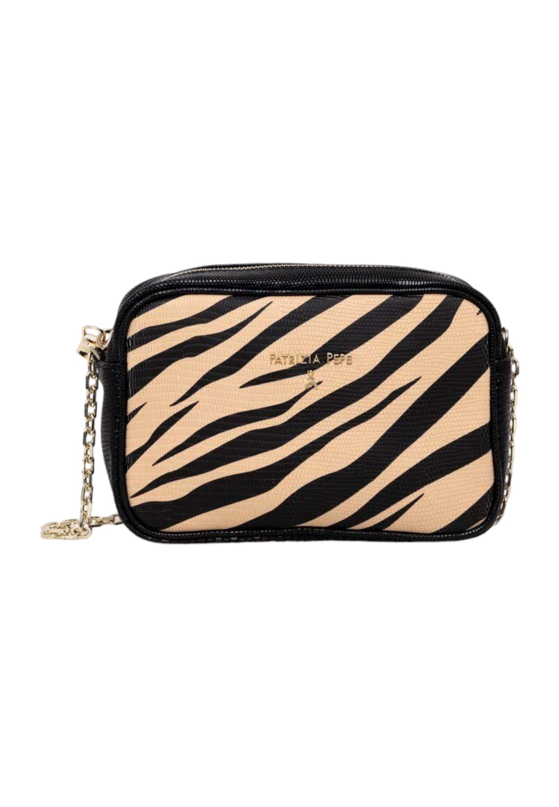PATRIZIA PEPE Borsa Tracolla Donna Black Beige Fantasia 8B0071-L099 - Sandrini Calzature e Abbigliamento