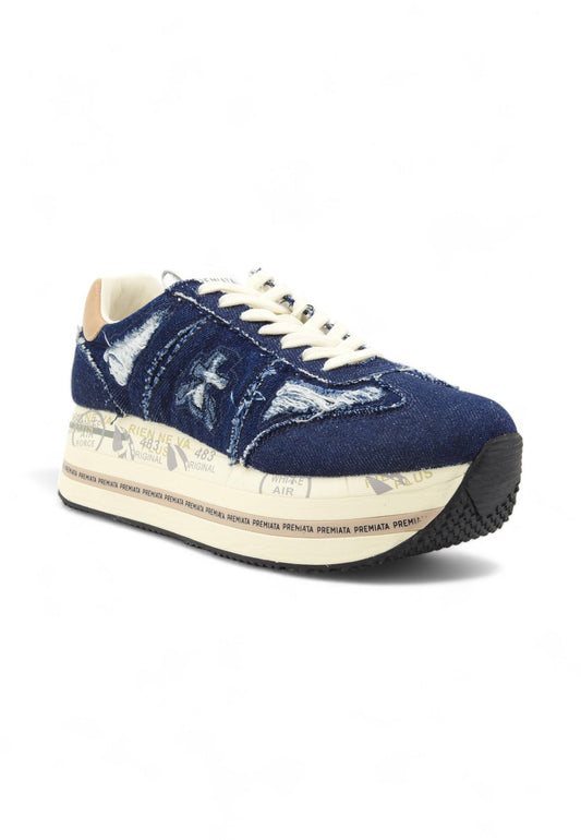 PREMIATA Sneaker Donna Denim Jeans Blu BETH-6714 - Sandrini Calzature e Abbigliamento
