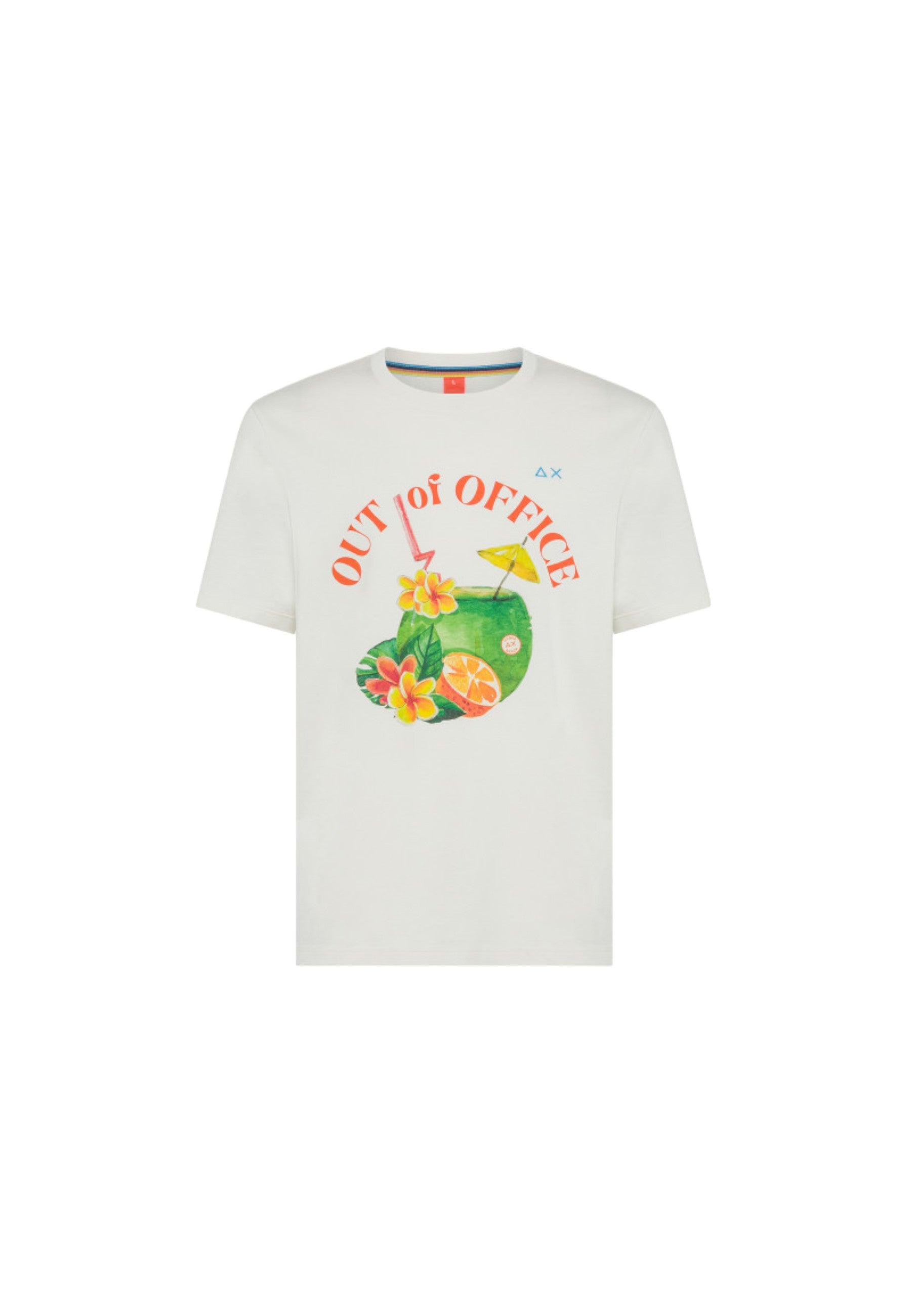 SUN68 Beachwear T-Shirt Maglietta Stampa Estate Bianco T34142 - Sandrini Calzature e Abbigliamento
