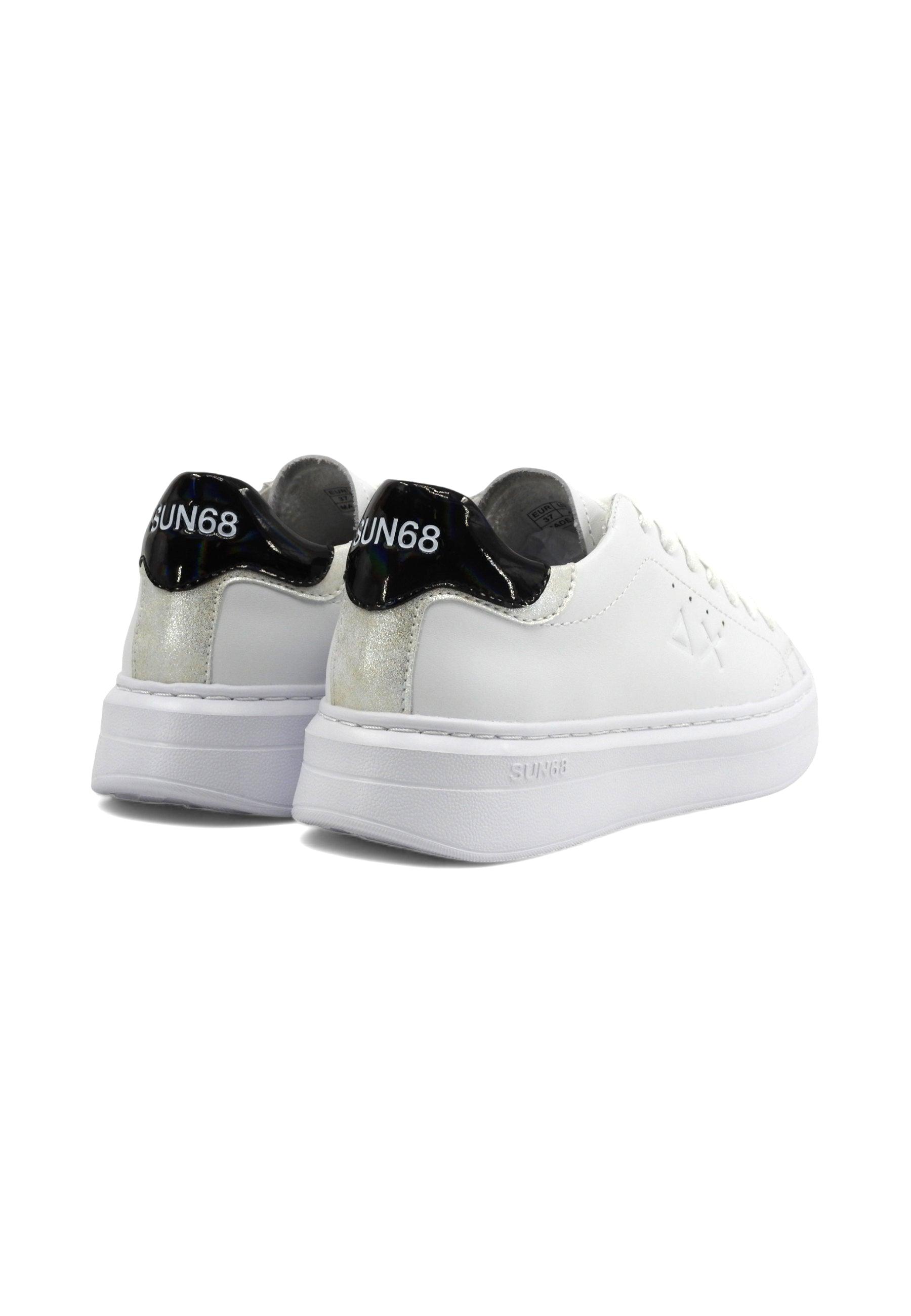 SUN68 Grace Leather Sneaker Donna Bianco Nero Z34226 - Sandrini Calzature e Abbigliamento
