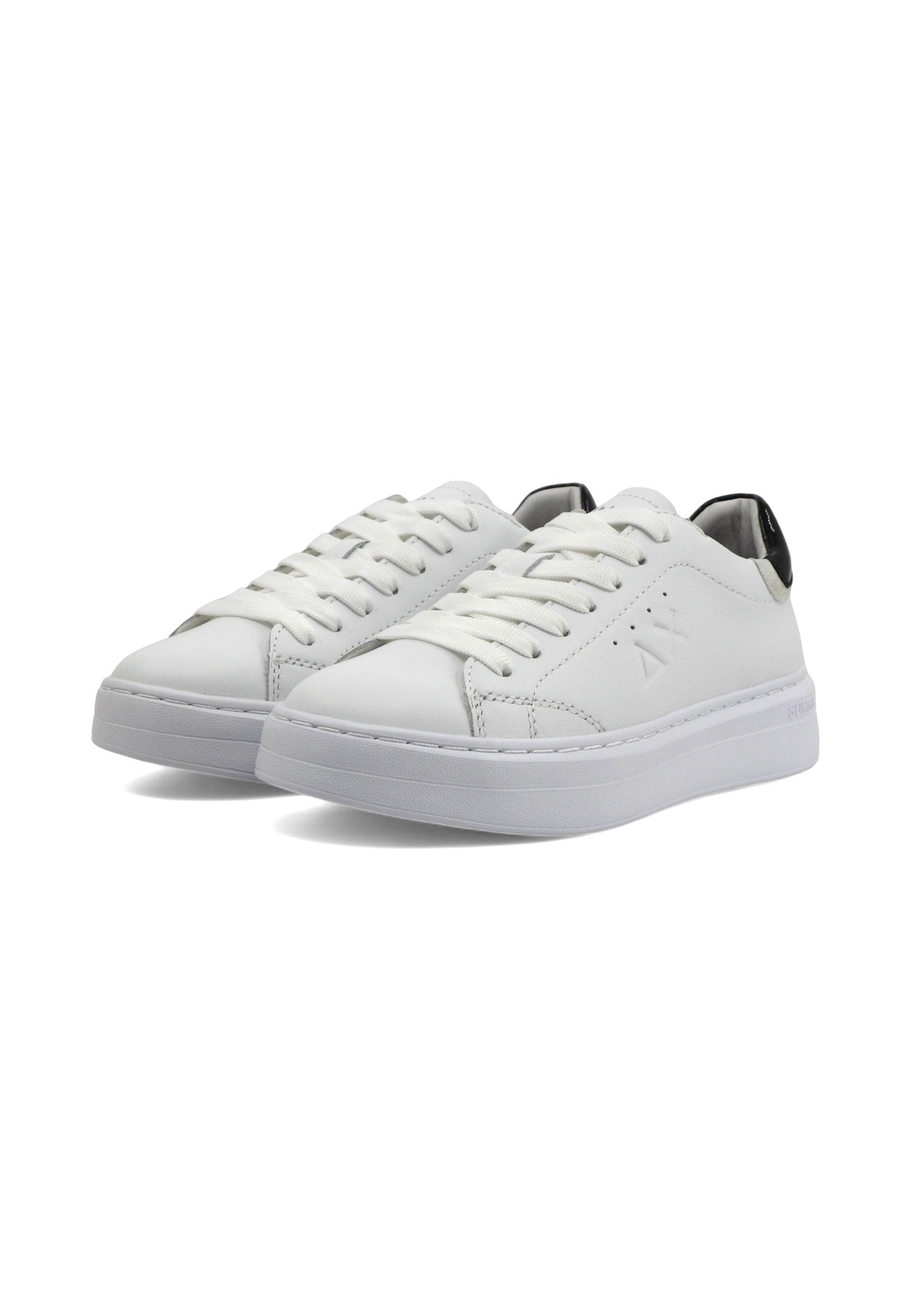 SUN68 Grace Leather Sneaker Donna Bianco Nero Z34226 - Sandrini Calzature e Abbigliamento