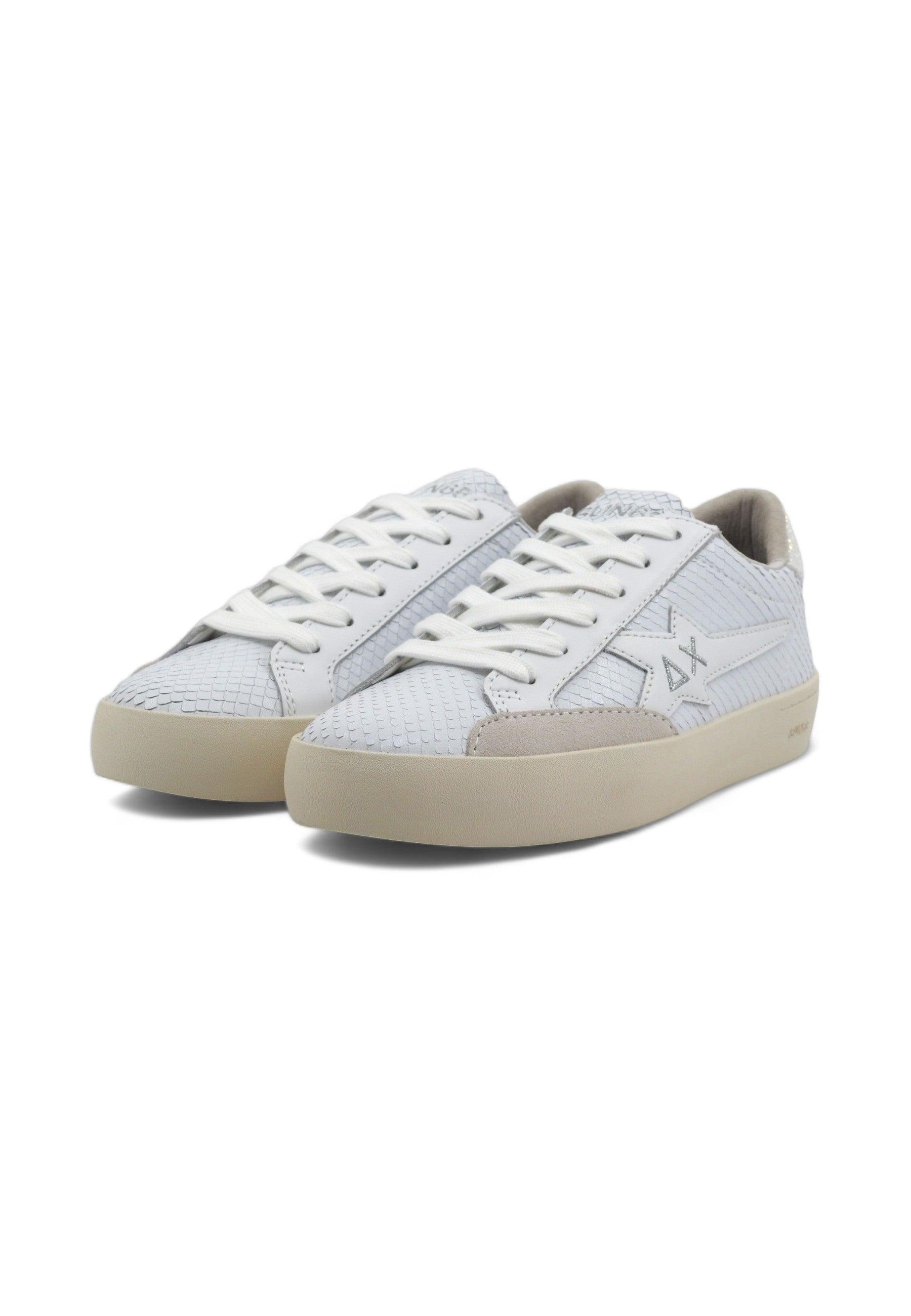 SUN68 Katy Leather Sneaker Donna Bianco Argento Z34225 - Sandrini Calzature e Abbigliamento