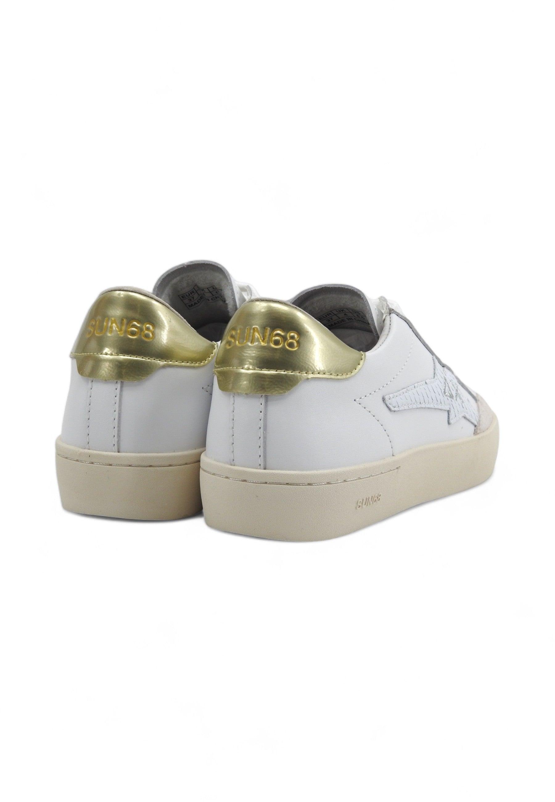 SUN68 Katy Leather Sneaker Donna Bianco Oro Z34225 - Sandrini Calzature e Abbigliamento