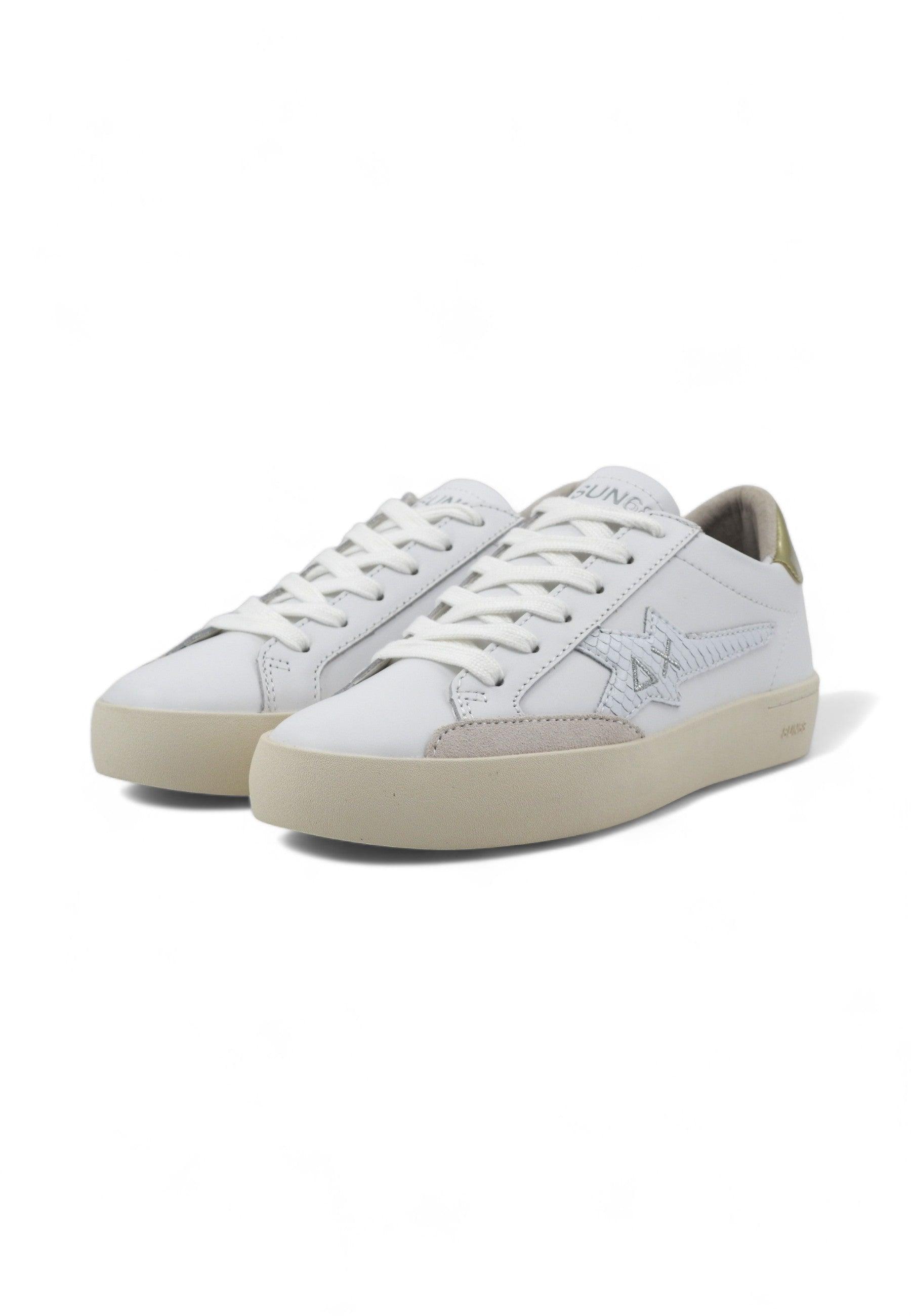 SUN68 Katy Leather Sneaker Donna Bianco Oro Z34225 - Sandrini Calzature e Abbigliamento
