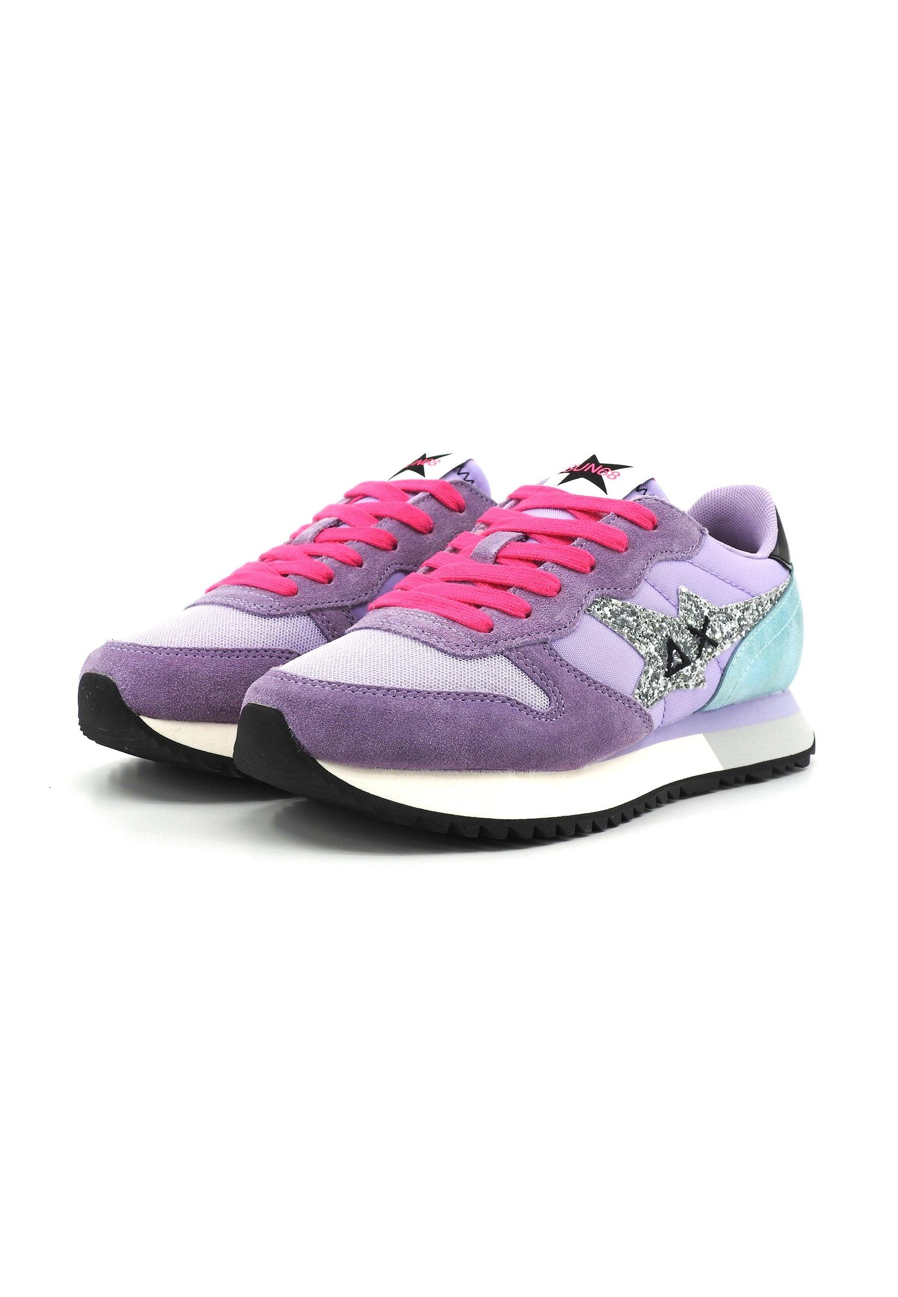 SUN68 Stargirl Glitter Logo Sneaker Donna Lilla Z34211 - Sandrini Calzature e Abbigliamento