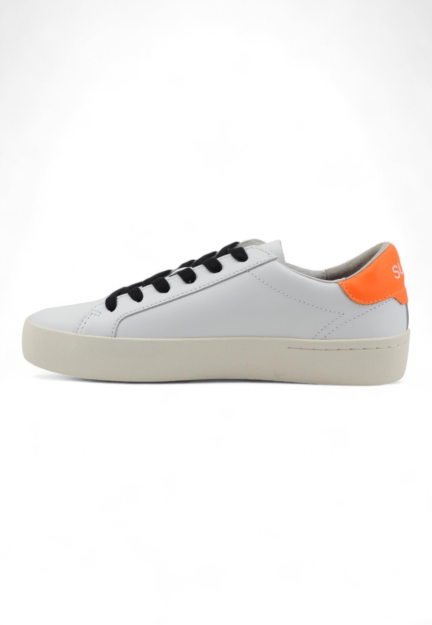SUN68 Street Leather Sneaker Uomo Bianco Arancio Fluo Z34140 - Sandrini Calzature e Abbigliamento
