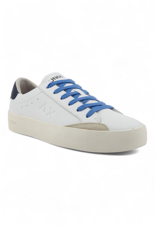SUN68 Street Leather Sneaker Uomo Bianco Navy Blue Z34140 - Sandrini Calzature e Abbigliamento