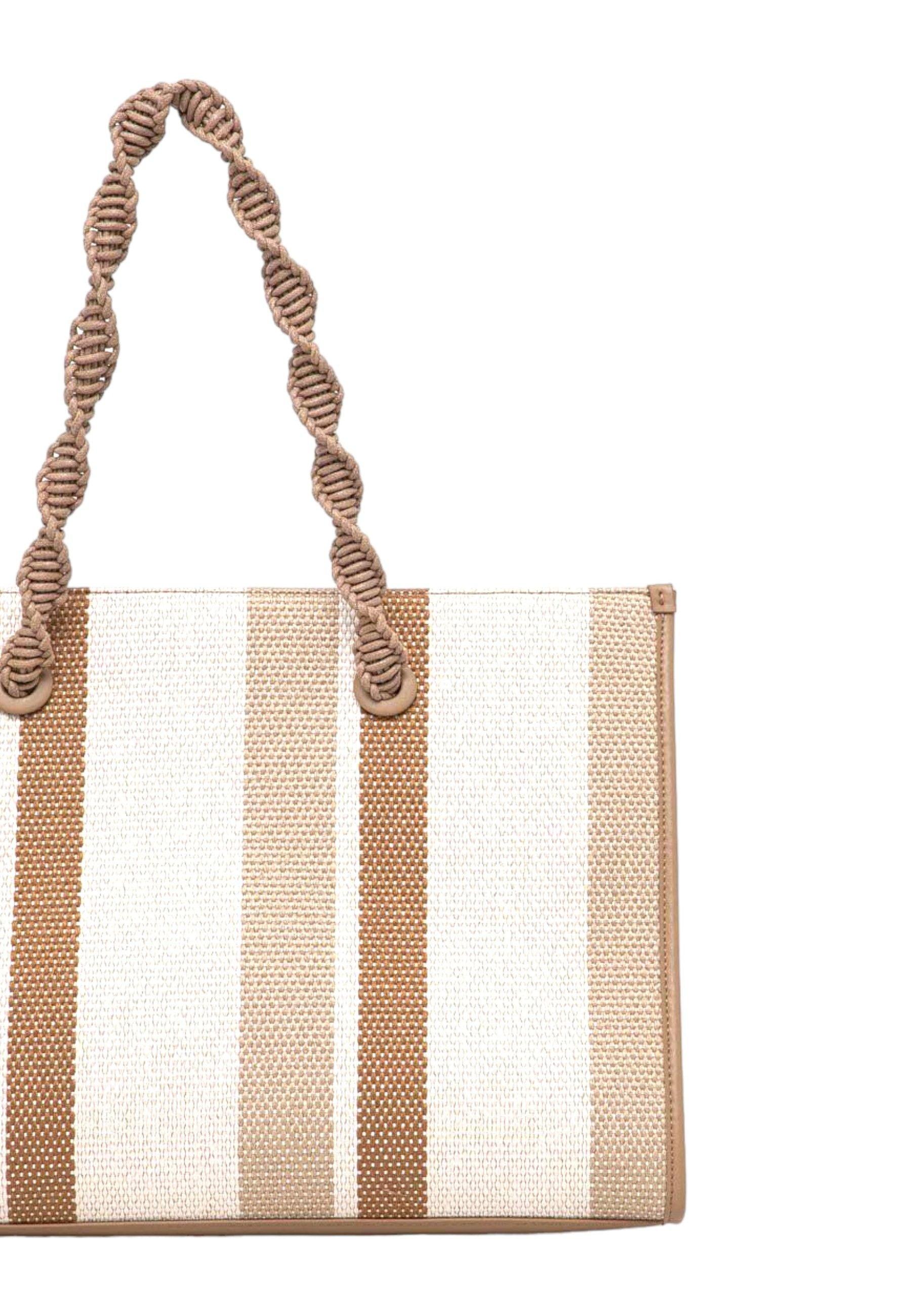 TWINSET Borsa Tote Large Donna Riga Sabbia 241TD8300 - Sandrini Calzature e Abbigliamento