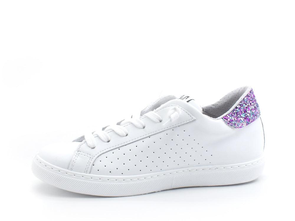 2STAR Sneaker Low Retro Glitter White Violet 2SD3413 - Sandrini Calzature e Abbigliamento