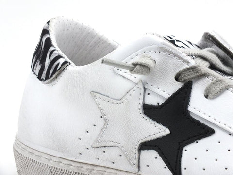 2STAR Sneaker Low Retro Zebra Bianco Nero 2SD3022 - Sandrini Calzature e Abbigliamento
