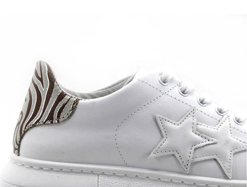 2STAR Sneaker Princes Retro White Zebra Brown 2SD3256 - Sandrini Calzature e Abbigliamento