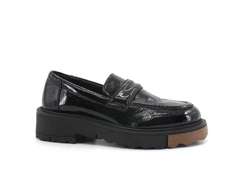 DIVINE FOLLIE Two-tone leather loafer Black BR07