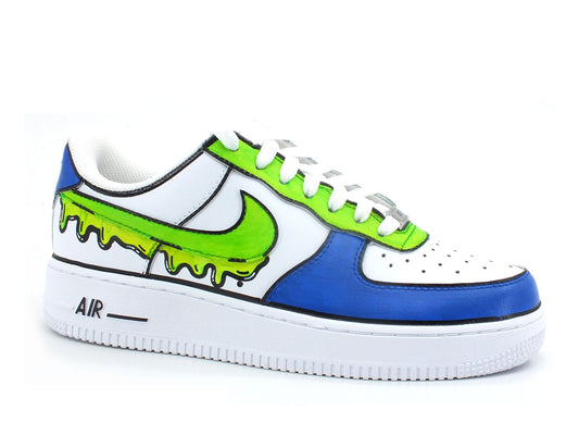 CUSTOM / Nike Air Force 1 Sneaker AF1 Women Fluo Green Blue
