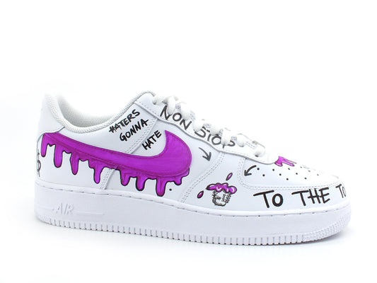 CUSTOM / Nike Air Force 1 Sneaker Donna AF1 Graffiti Style White Violet