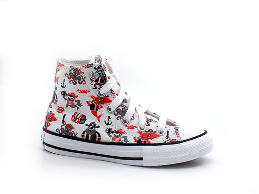 CONVERSE C.T. All Star Hi Pirate Sneaker White Univeristy Red Black 372874C