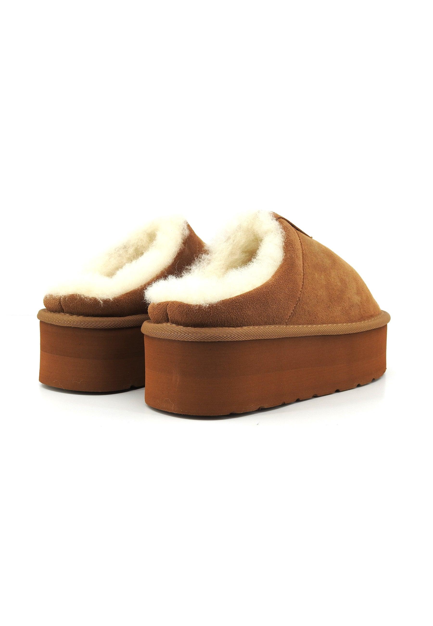 ADNO Ciabatta Pelo Donna Chestnut Marrone AOW100002 - Sandrini Calzature e Abbigliamento