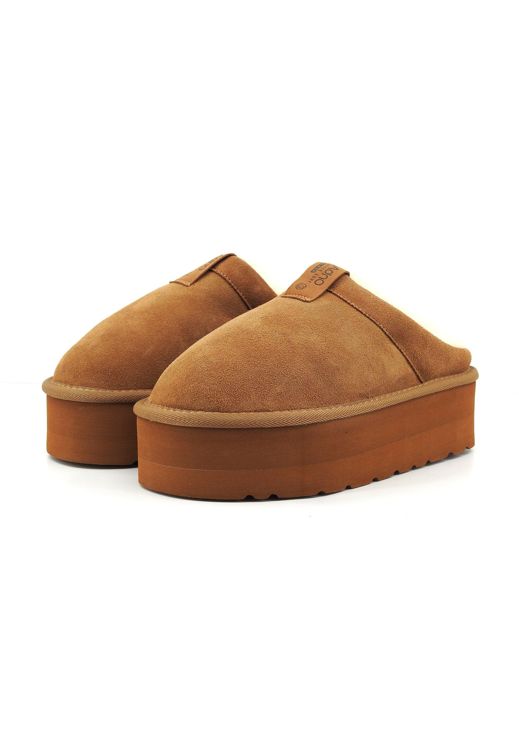 ADNO Ciabatta Pelo Donna Chestnut Marrone AOW100002 - Sandrini Calzature e Abbigliamento