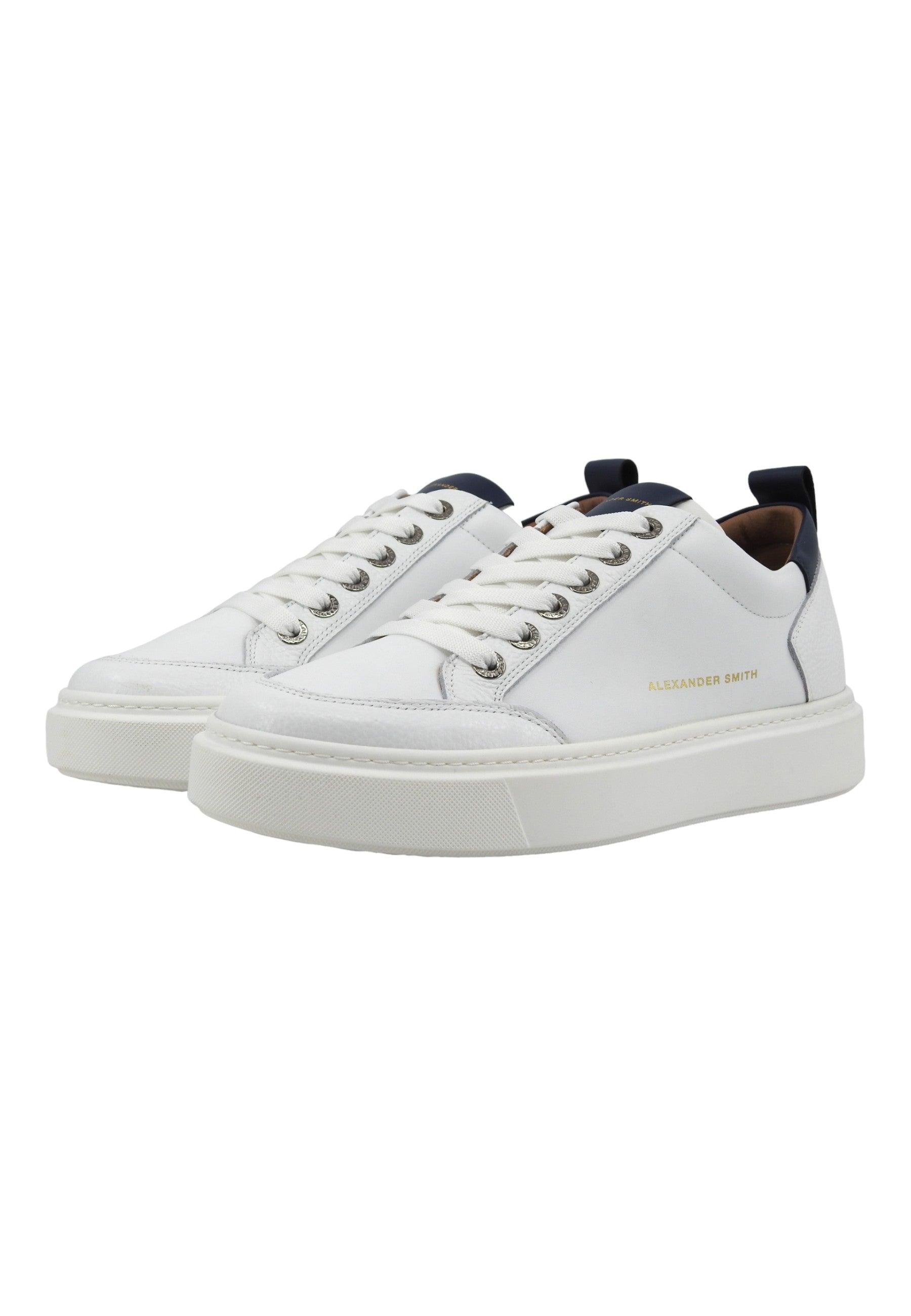 ALEXANDER SMITH Bond Sneaker Uomo White Blue BDM3301 - Sandrini Calzature e Abbigliamento