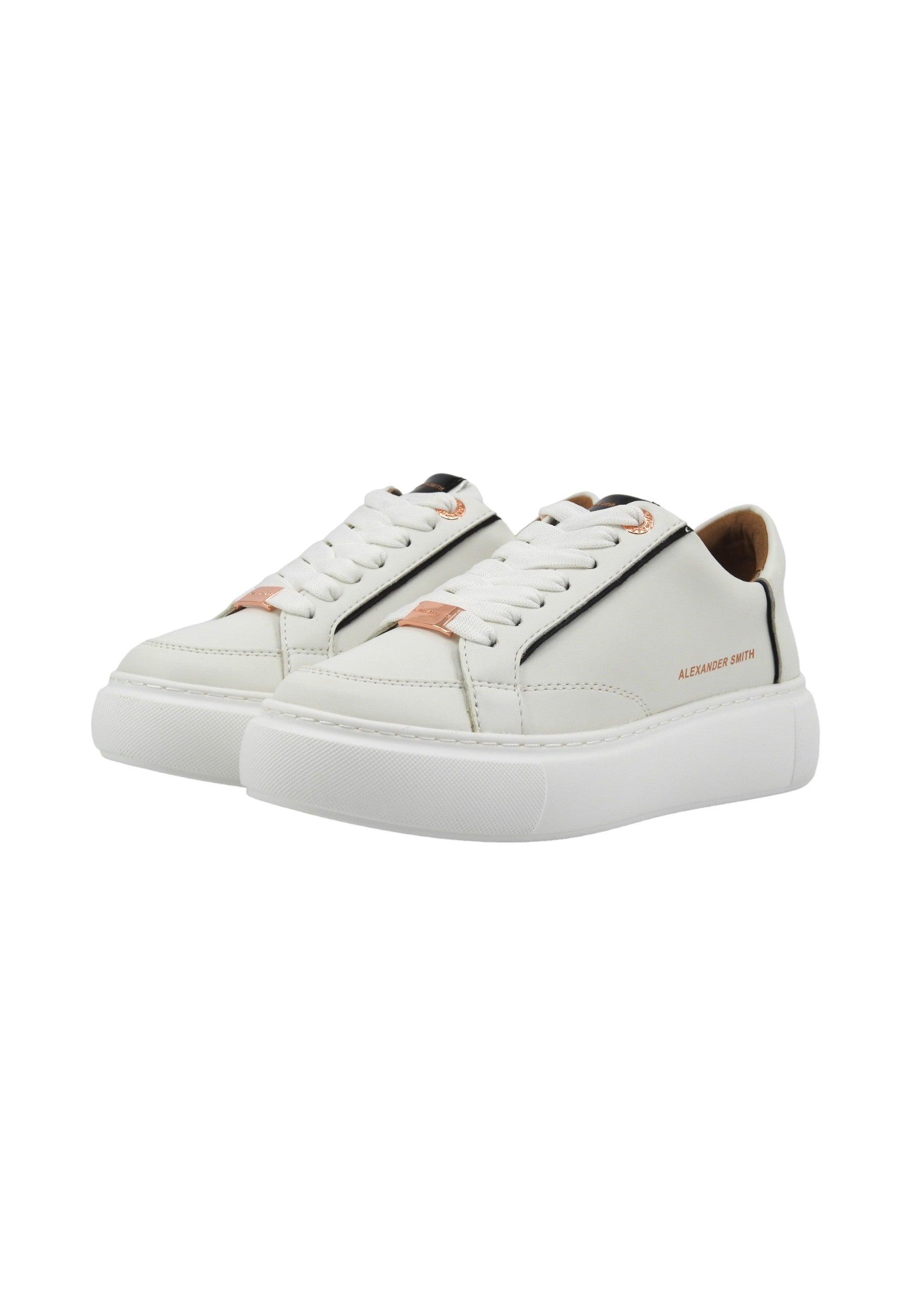 ALEXANDER SMITH Ecogreenwich Sneaker Donna White Black EGW7347 - Sandrini Calzature e Abbigliamento